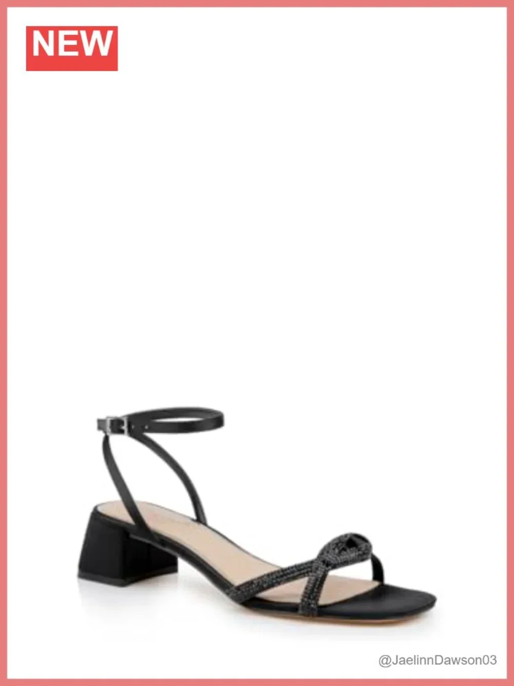 Low Block Heel Sandals with Ankle Strap - Satin Heels
